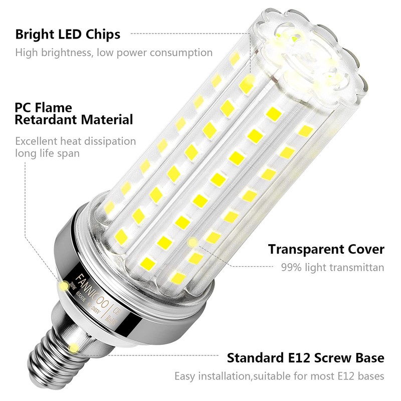 E12 LED Bulbs,20W LED Corn Light Bulb 150W Equivalent 2000