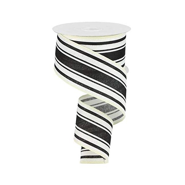 Farmhouse Stripe on Canvas Wired Edge Ribbon - 2.5" x