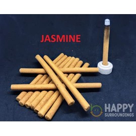 Jasmine Incense Dhoop Sticks (25 Sticks with Stand) - 100% Natural bambooless Incense Dhoop Sticks - Christmas Incense Sticks - Traditional Indian Incense (No Damaged Sticks Hand Sorted Packet)