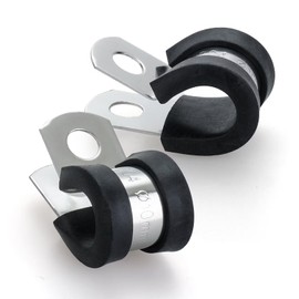 40 PCS 3/8 Inch 304 Stainless Steel Cable Clamps with Rubber Coated Cushion – Insulated Wire Clamps for Automotive, Pipe, Tube, Hose, Lines & Cord Installation (DN 10mm)