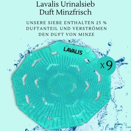 Lavalis Urinal Sieve (Pack of 9) Mint Fresh, Splash Guard for Men Toilet, Urinal Insert Mat for Each Pissoir, 30 Days Fresh Effect, Round Green