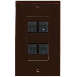 RiteAV Decorative 1 Gang 4 Port Cat5e Ethernet Wall Plate - Brown/Brown