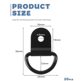 UNLRAE 10PCS D Ring Tie Down,Car Accessories Truck Bed Tie Down Anchors,Heavy Duty Steel Anchor Lashing Ring with Bolt-on Mounting,Suitable for Most Truck Trailer RV Camper Boats Surface Mount (20pcs)