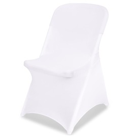 JALANCY White Chair Covers Stretch Folding Chair Covers Universal Spandex Fitted Chair Slipcovers for Wedding Dining Party Banquet Holidays Celebration Trade Show Craft Show Decoration (1 Pack)