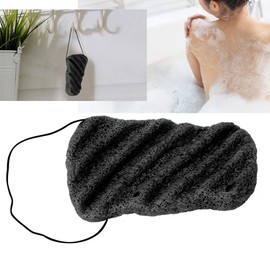Konjac Sponge Set Body Sponge 100% Natural Long Wavy Large Body and Face Deep Cleansing Sponge for Skin Care (Black)