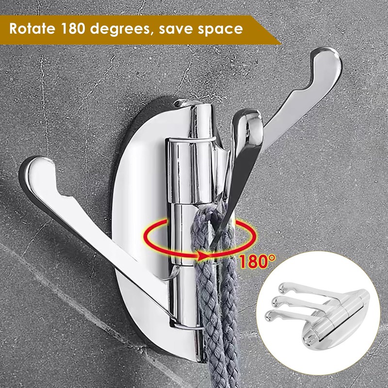 Foldable Towel Hook, Solid Metal Swivel Hook Heavy Duty Swing