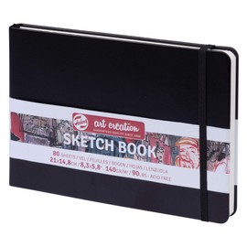 Royal Talens – Art Creation Hardback Sketchbook – 80 Sheets – 140gsm – 21 x 14.8cm – Black Cover