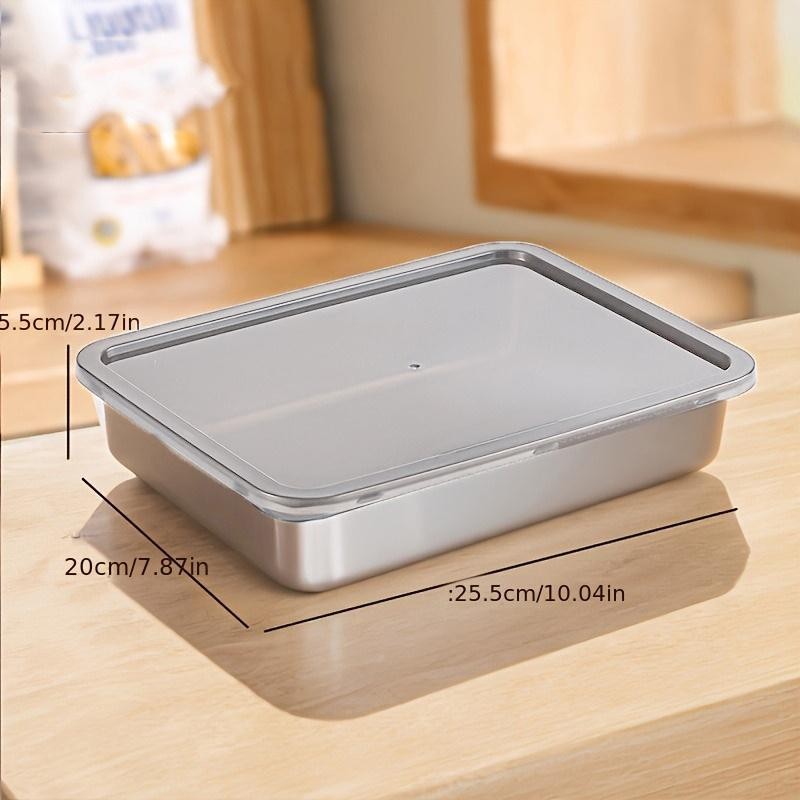 Stainless Steel Storage Container Set with Lid, Stackable Refrigerator Freezer