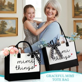 Mimi Gifts for Grandma Mimi Birthday Gifts from Grandkids Grandma Present Box for Christmas, Birthday Gift Set Ideas for Women from Grandson, Granddaughter, Grandchildren with Tote Bag, 16oz Glass Cup