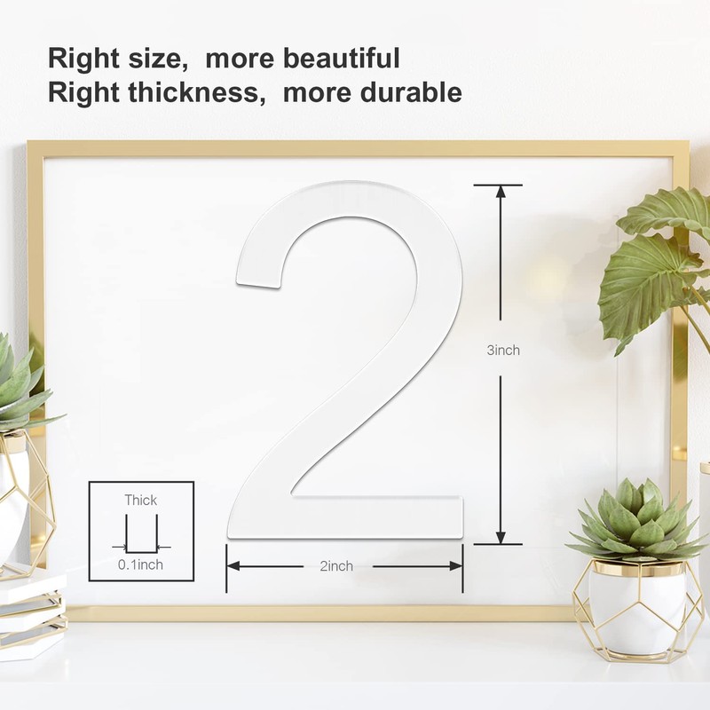 LUXYARD 3 Inch House Numbers Sticker Stainless Steel, Self-Stick Metal