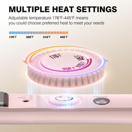 MiroPure 1 Inch Flat Iron, Hair Straightener with 30S Fast Heating & 60min Auto Shut-Off, Hair Straightener and Curler 2 in 1 with 3D Ceramic Floating Plates, Pink