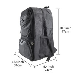 Toguma Basketball Bag Soccer Backpack with Shoe Compartment Ball Holder, Large Capacity Sports Bag for Swim Gym Travel Ball Accessories Bag for Woman Man (Black)