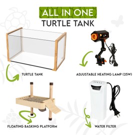 Okköbi Turtle Aquarium Kit - Aquatic Turtle Tank with Filter and Light + Turtle Basking Platform, Perfect Turtle Starter Kit for Kids, Small Turtle Tank for Baby & Juvenile Turtle