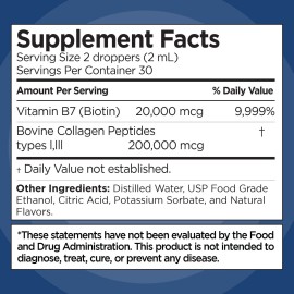 Liquid Collagen and Biotin 2 Fl. Oz Ultra-Strength Collagen Supplements for W...