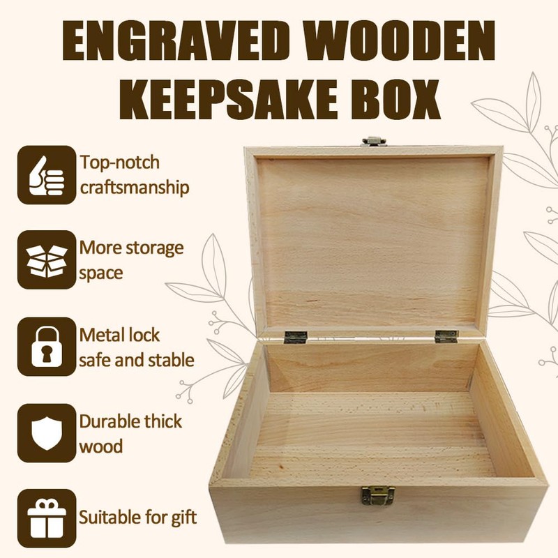 arricraft 1 Pc Wood Memory Keepsake Box, Line Wildflowers Build