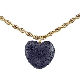Omky Collar Piedra Volcánica | Difusor Corazón Negro | Regalo para Mujer Novia Mamá