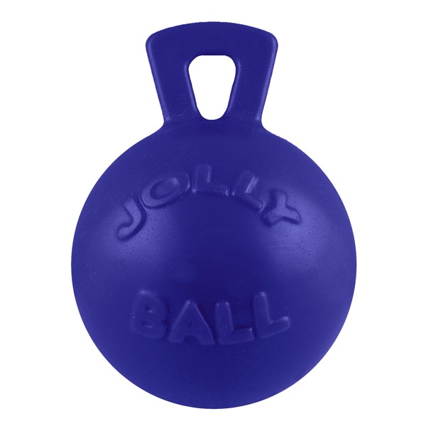Jolly Pets Tug-n-Toss Heavy Duty Dog Toy Ball with Handle, 8 Inches/Large, Blue