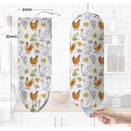 DDBASKET Funny Chickens Plastic Bag Holder, Reusable Grocery Bag Organizer Wall Mount,Cute Farmhouse Kitchen Decor Gifts for Women Chickens Lover(Chicken)