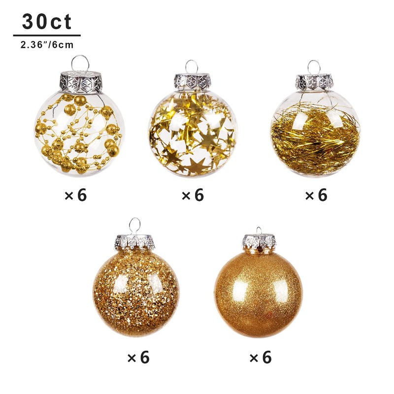 HBlife Christmas Ball (Gold, 2.36” 30PCS)