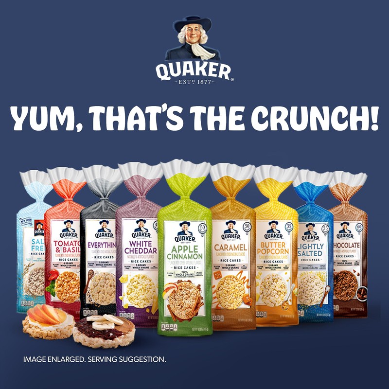 Quaker Large Rice Cakes, Apple Cinnamon, Pack of 3