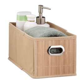 Relaxdays Storage Basket Bamboo Rectangular Foldable Shelf Basket Narrow H x D 14 x 15 x 31 cm Natural