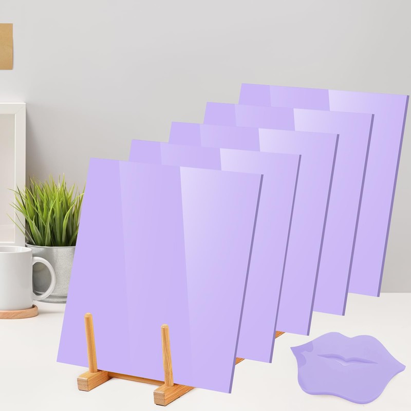 Adrattnay Purple Acrylic Sheets 1/8 Thick, 5Pcs 6 x 6in