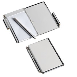 SILBERKANNE Pocket Notepad with Ballpoint Pen Smooth 9 x 6 cm Premium Silver Plated Elegant Silver-Plated in Top Workmanship