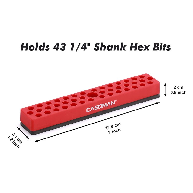 CASOMAN 2PCS 1/4" Hex Bit Organizer with Magnetic Base -