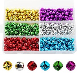 600PCS Jingle Bells with Storage Box, BetterJonny 10mm Small Bell Mini Bells, Craft Bells, DIY Bells for Wreath, Christmas, Holiday Home Party & Festival Decorations and Jewelry Making, 6 Colors