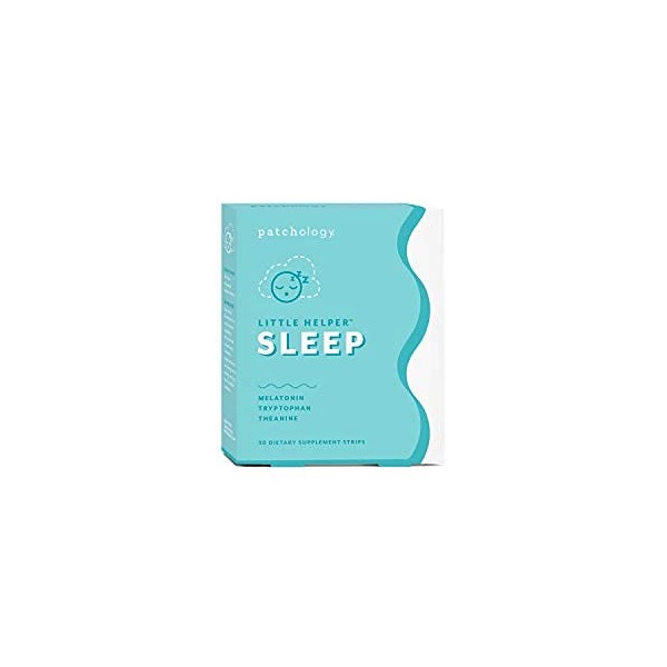 Patchology Little Helper All-Natural Sleep Strips - Green Tea, Caffeine, & Vitamin D - Products for Sleep - Quick-Dissolving Strips for Men & Women - Self Care (Herbal Honey, 30 Count)