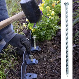 50Pcs Metal Landscape Stakes Spiral Galvanized Landscape Spikes Garden Anchoring Spikes, Heavy-Duty, Rust Resistant Security, 7-Inch Long