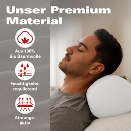 BaSaTex Organic Cushion Covers for Bolster 40 x 15 cm Pack of 2 - 97% GOTS Certified Cotton + 3% Elastane - Colour: Taupe