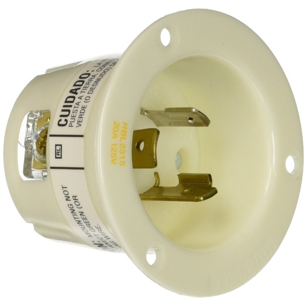 HUBBELL HBL2315 AC Flanged Inlet NEMA L5-20 Male White