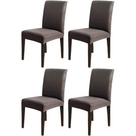 Chair Covers 4 Pieces Chair Covers Choose Color Elastic Stretch Washable Chair Cover Seat + Back Full Cover Removable Dining Chair Cover for Home Hotel Wedding Wedding Party etc (Grey 4 Pieces)
