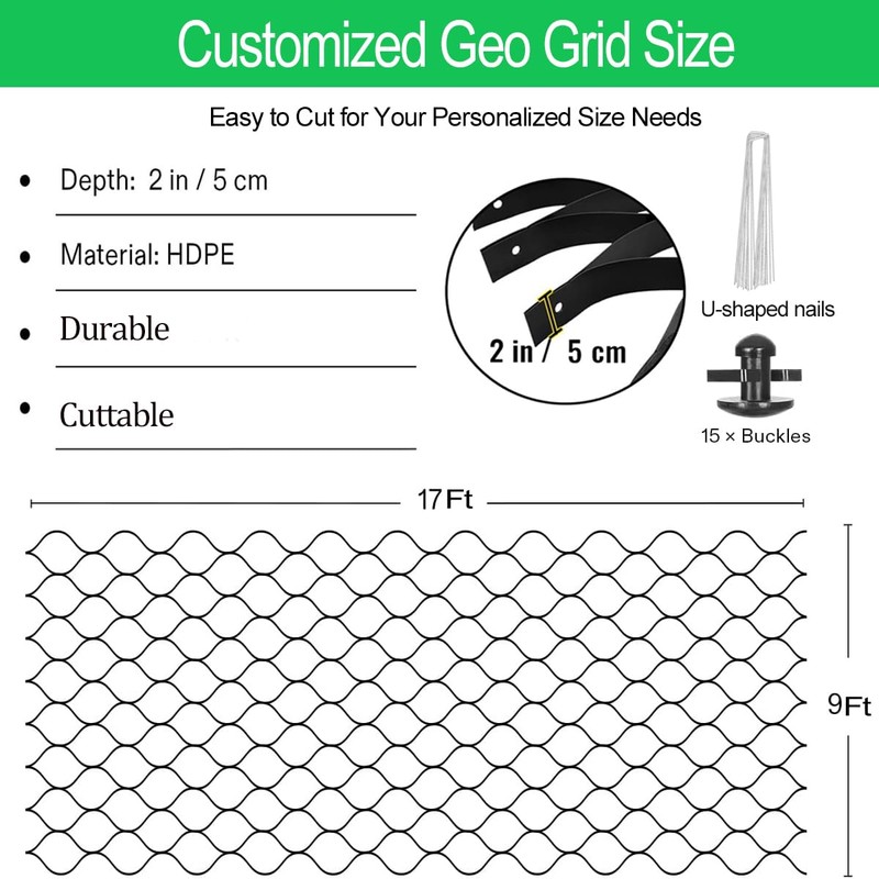 Gravel Ground Grid 9ft x 17ft, Geo Grid for Ground
