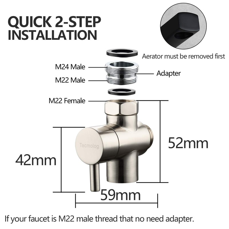 Tecmolog Faucet Valve Splitter Brass Sink Valve Diverter for Kitchen