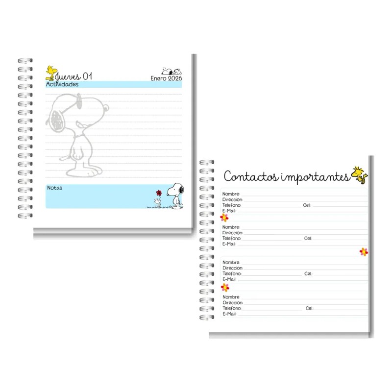 Agenda Snoppy Acost/2026/azul/ 1 Dia X Hoja