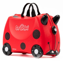 Trunki Ride-On Kids Suitcase | Tow-Along Toddler Luggage | Carry-On Cute Bag with Wheels | Kids Luggage and Airplane Travel Essentials: Harley Ladybug Red
