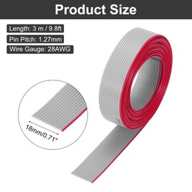 MECCANIXITY 28AWG IDC Wire Flat Ribbon Cable 3 m/9.8ft Length 1.27mm Pitch 14 Pin Gray for JTAG/ISP Connecting