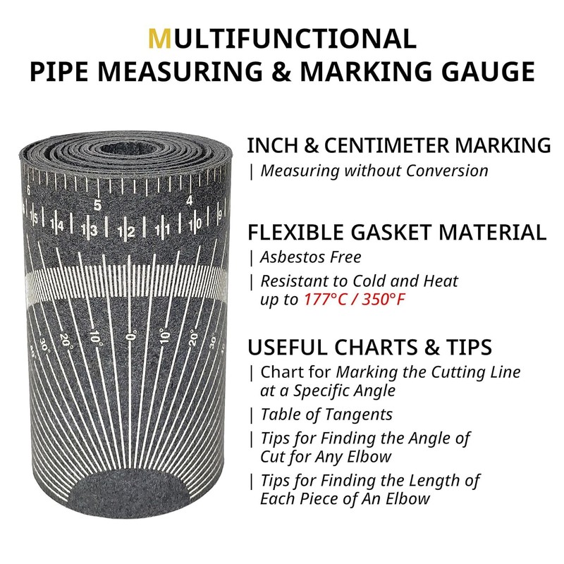 JHTii Pipe Measure Tool – Wrap Around Tape, Flex Angle