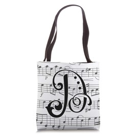 Music Monogram Initial of Capital Letter D Tote Bag