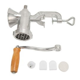 Manual Meat Grinder Aluminum Alloy Household Hand Meat Grinding Machine with Wood Handle for Home Use Ground Beef Sausage