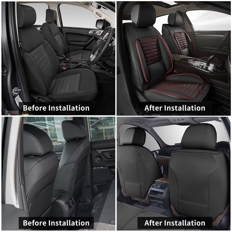 RAWAKORW Faux Leather Car Seat Covers Fit for 2008-2020 Dodge