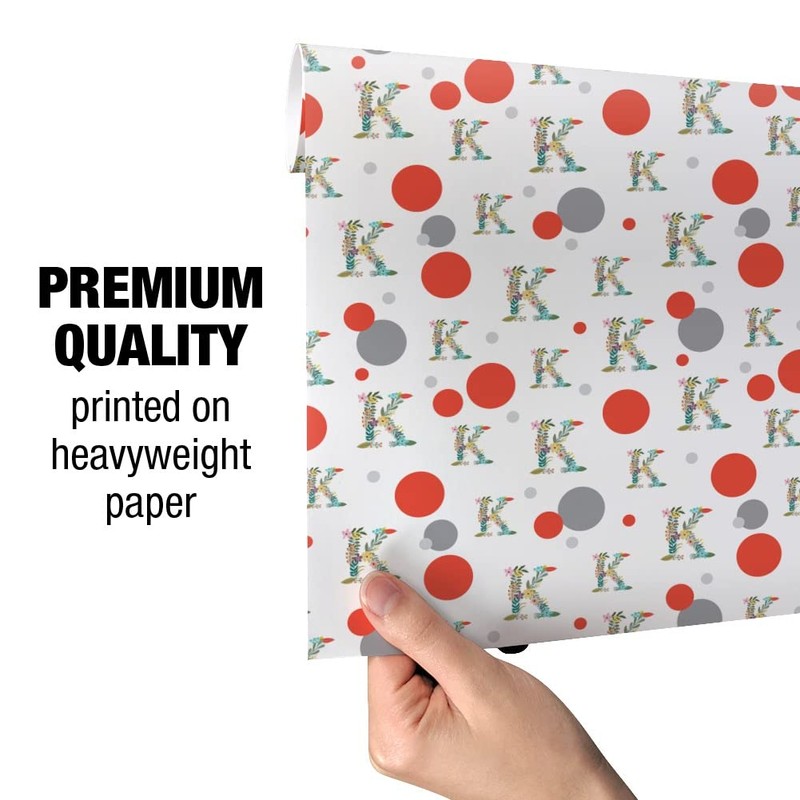 GRAPHICS & MORE Letter K Floral Monogram Initial Gift Wrap