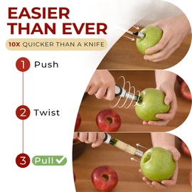 Orblue Premium Apple Corer Tool - Durable Stainless Steel Fruit Core Extractor Tool - Apple Corer Remover, Red