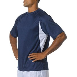A4 Adult Color Block Performance Interlock T-Shirt, NVY/Wht, XXX-Large