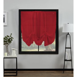 NetCurtainsUK Plain Voile Tie Blind Curtain Panels 140cm (55'') Wide x 140cm (55'') Drop (Red), (HWTB01)