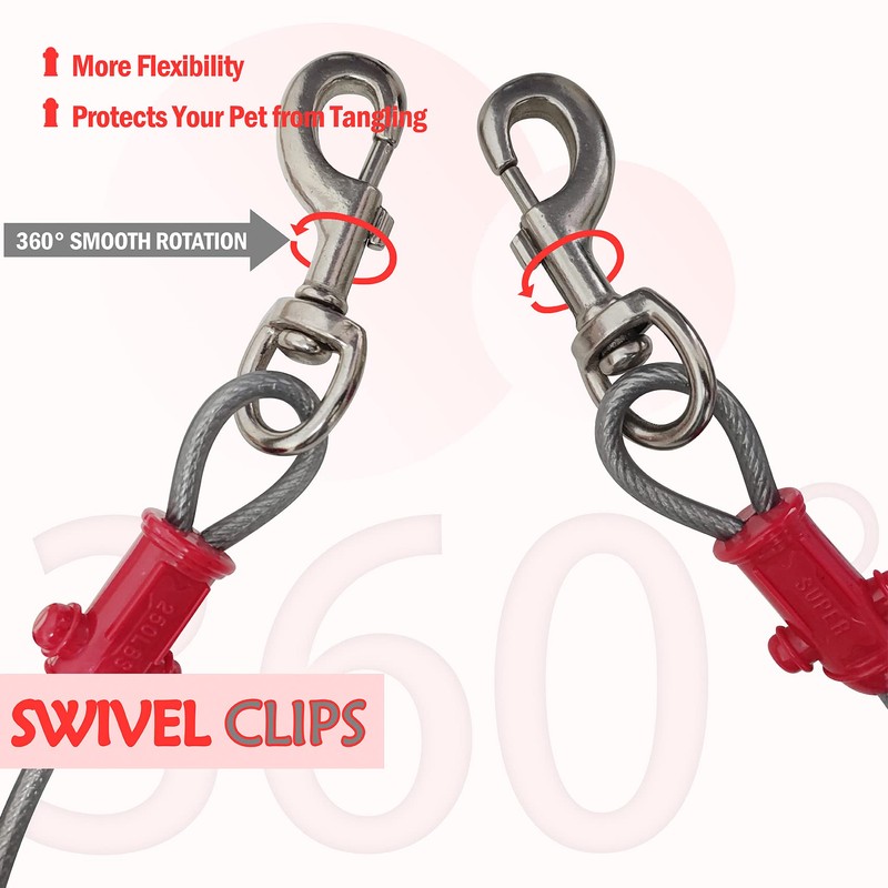 Petest Reflective Tie Out Cable with Crimp Cover for Super