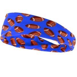 Vovii Women's Football Print Wide Headband Sporty Teal Elastic Athletic Hair Band Sweat Wicking Head Wrap for Running Training Gym Workouts and Game Day