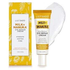 Crema reparadora para ojos MILK+MANUKA™, fórmula suave natural antienvejecimiento con leche de coco, miel de manuka, hialuronato de sodio y vitaminas 